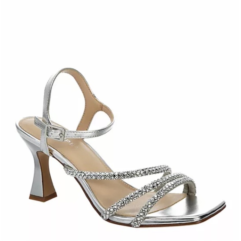 Maripe Silver Strappy Heels